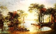 Jasper Cropsey Sunset Sailing oil painting